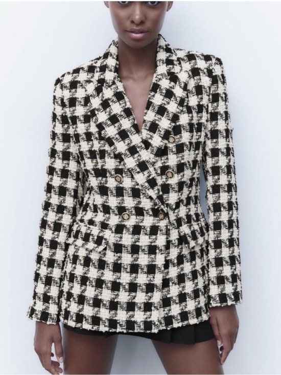 Zara Jackets & Blazers - Zara Houndstooth Checkered Tweed Blazer size Medium